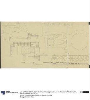 Darmstadt, Ausstellungsgebäude und Hochzeitsturm, Situationsplan, Detail