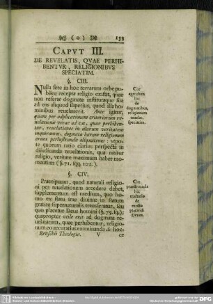 Caput III. De Revelatis, Quae Perhibentur, Religionibus Speciatim