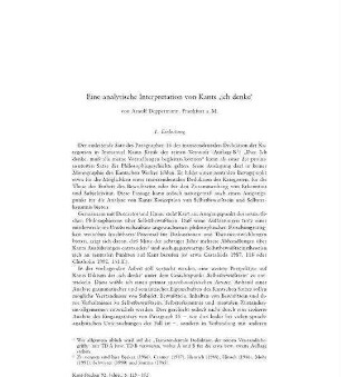 Eine analytische Interpretation von Kants ‘ich denke’