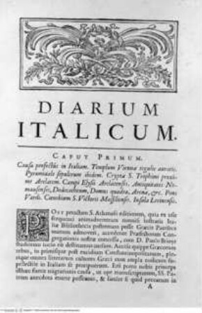 Diarium Italicum: ..., Seite 1: Diarium Italicum, Vignetten