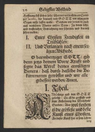I. Theil. [Eines Christen Freudigkeit in Trübsahlen:]