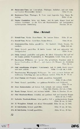 Glas / Kristall (Nr. 271-285a)
