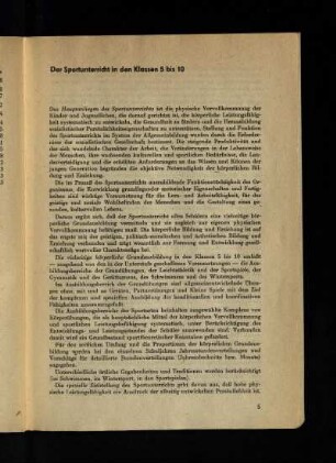 Der Sportunterricht in den Klassen 5 bis 10