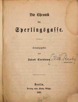 Die Chronik der Sperlingsgasse