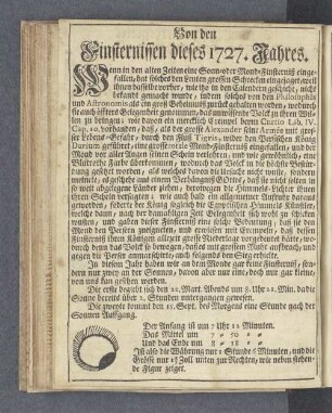 Von den Finsternissen dieses 1727. Jahres.