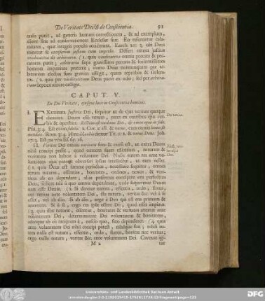 Caput V. De Dei Veritate, eiusque luce in Conscientia hominis.