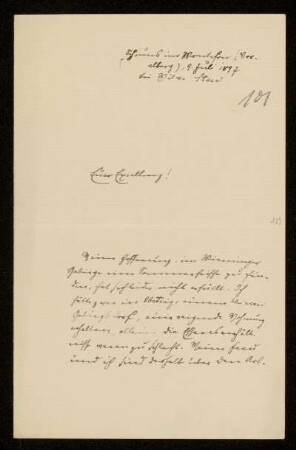 101: Brief von Karl von Unzer an Gottlieb Planck, Schruns im Montafon, 9.7.1897