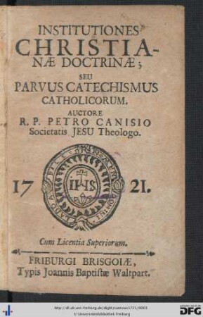 Institutiones Christianae Doctrinae; Seu Parvus Catechismus Catholicorum
