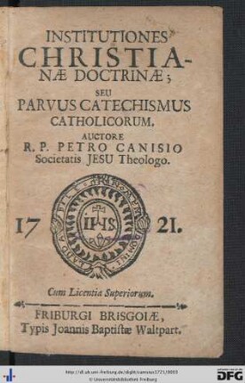 Institutiones Christianae Doctrinae; Seu Parvus Catechismus Catholicorum