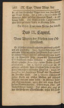 Das IX. Capitel. Vom Wapen der Fürsten von Ost-Frießland