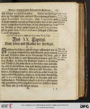 Das XX. Capitul: Vom Leben und Wandel der Prediger