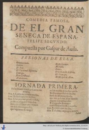 Comedia famosa, de el gran Seneca de España, Felipe Segundo.