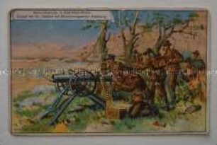 Sammelbild "Kampf bei Gr. Nabbas mit Maschinengewehr-Abteilung" der Serie "Kolonialkämpfe in Süd-West-Afrika" (Serie 582, No. 3)