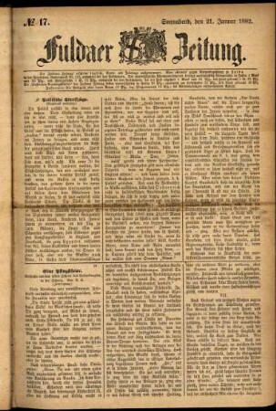 Ausgabe vom Samstag, den 21. Januar 1882.