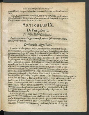 Articulus IX. De Purgatorio.