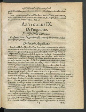Articulus IX. De Purgatorio.