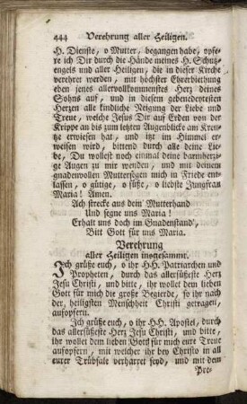 Verehrung aller Heiligen. - Litaney von allen Heiligen.