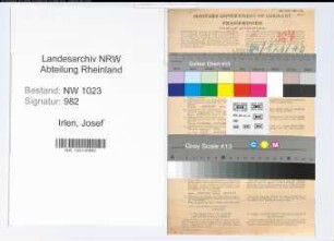 Entnazifizierung Josef Irlen , geb. 02.04.1888 (Vermessungsinspektor)