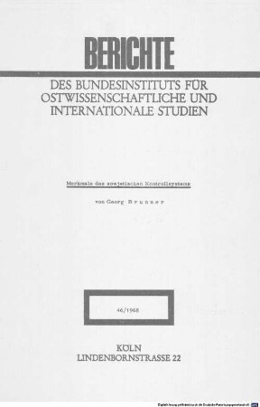 Merkmale des sowjetischen Kontrollsystems