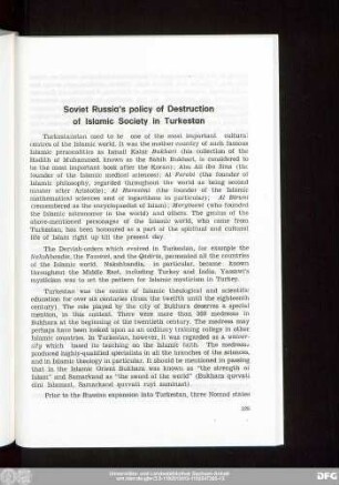 Soviet Russia's policy of Destruction of Islamic Society in Turkestan