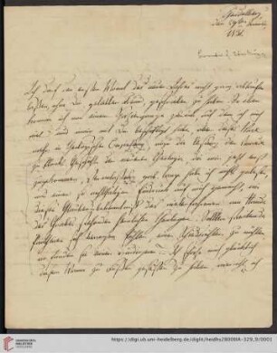 Korrespondenz Friedrich Wilhelm Umbreit / Carl Ullmann: Brief von Friedrich Wilhelm Carl Umbreit an Carl Ullmann