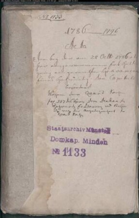 Vorlage der Beschwerden des Domkapitels (Quart) anläßlich der Erbhuldigung