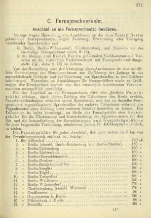 Anschluß an ein Fernsprechnetz; Gebühren