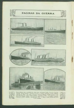 Páginas da guerra : Navios allemães que se encontram em varios portos dos Estados Unidos.