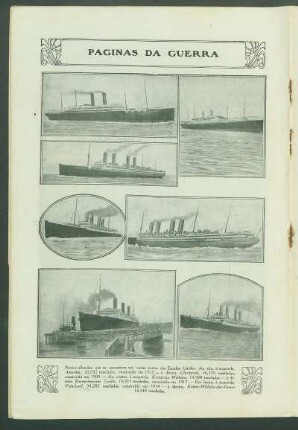 Páginas da guerra : Navios allemães que se encontram em varios portos dos Estados Unidos.