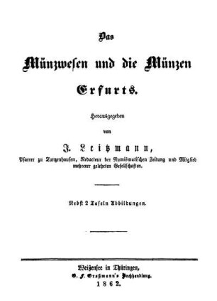 Das Münzwesen und die Münzen Erfurts