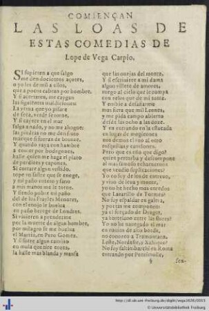 Las Loas De Estas Comedias De Lope de Vega Carpio