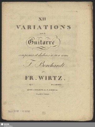 XII Variations pour la Guitarre : op. 1