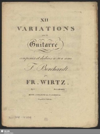 XII Variations pour la Guitarre : op. 1