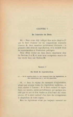 Section I. Du droit de reproduction