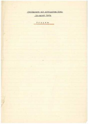 Verlegungen von Kranken, Frauen, Transport vom 19. August 1940