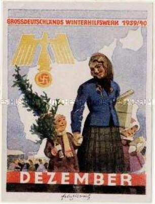 WHW-Abzeichen, Monatstürplakette, Haussammlung vom Dezember 1939