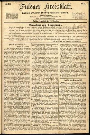 Ausgabe vom Samstag, den 20. Dezember 1873.