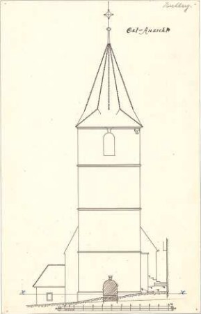 Dolmetsch, Heinrich; Kirchberg / Murr; Ev. Pfarrkirche, Restaurierung - Alter Zustand - Ostseite (Ansicht)