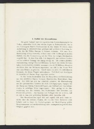 I. Einfluß der Einwanderung.