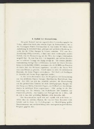I. Einfluß der Einwanderung.