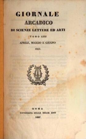 Giornale arcadico di scienze, lettere ed arti. 71. 1837