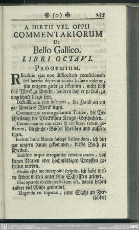 A. Hirtii Vel Oppii Commentariorum De Bello Gallico