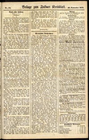 Zweite Ausgabe vom Samstag, den 23. November 1878.