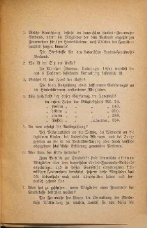 Was der freiwillige Feuerwehrmann in Bayern r/Rh. von der Sterbekasse für den bayerischen Landes-Feuerwehr-Verband wissen soll