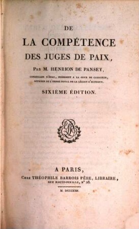 De la compétence des juges de paix