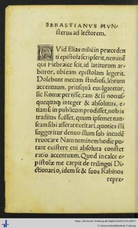 Sebastianus Munsterus ad lectorem.
