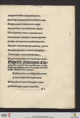 Baptiste Mantuani Carmelite Theologi ad Reverendissimum: ac Illustrissimum Sigismundum Gonzagam protonotarium Elegia contra amorem