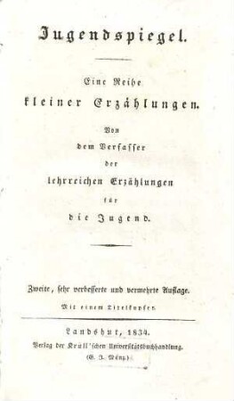 Jugendspiegel : eine Reihe kleiner Erzählungen