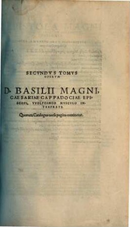 Opera D. Basilii Magni Caesariae Cappadociae Episcopi Omnia, 2