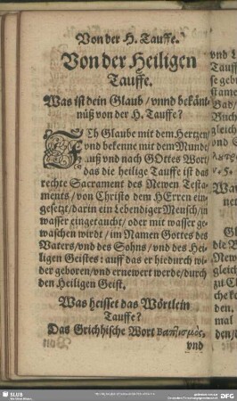 Von der Heiligen Tauffe